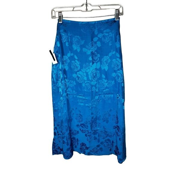 NWT Art Dealer. Azure silk midi skirt size XS - Picture 10 of 13